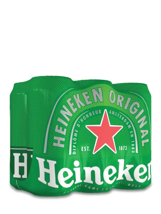 Heineken lager six pack of bottles